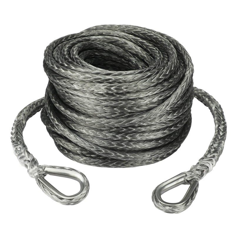 Ucreative 3/8 Inch x 92 Feet Synthetic Winch Rope Extension 26 500 Lbs for Off Road Vehicle ATV UTV SUV Gray - Image 1